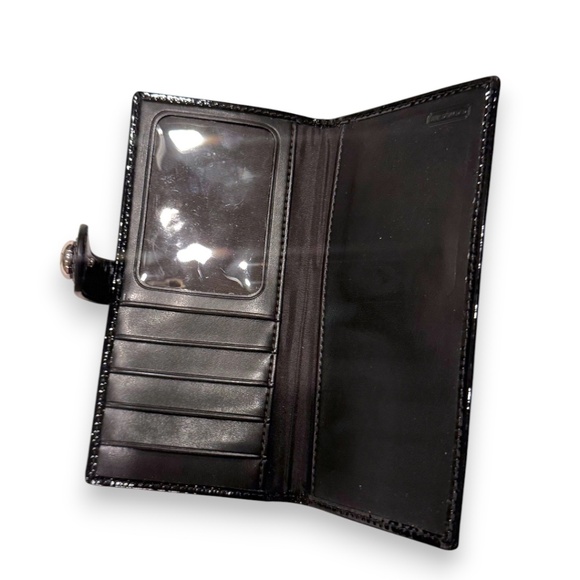 Coach Signature Black Checkbook Wallet – Classic & Functional - Picture 4 of 5